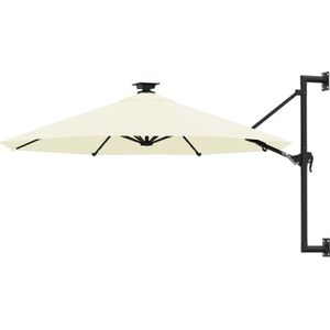 VidaXL Wandparasol met LED's - Metalen Paal 300 cm - Zandkleurig