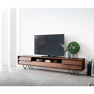 TV-Meubel Eloi Acacia Bruin 240x35 cm 2 Deuren 2 Laden V-Poot Zwart