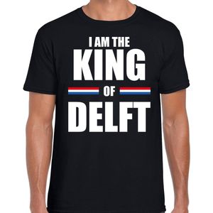 Koningsdag t-shirt I am the King of Delft - zwart - heren - Kingsday Delft outfit / kleding / shirt L