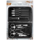 Clauss manicureset - 10-delig - in zwart lederen etui met ritssluiting - AC-86186-M-SW