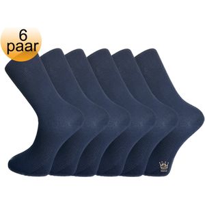 Medische sokken zonder elastiek - 100% katoen - 6 paar - Donkerblauw - Blauw - Maat 39/42 - Sokken voor diabeten - Reuma - En tegen oedeem