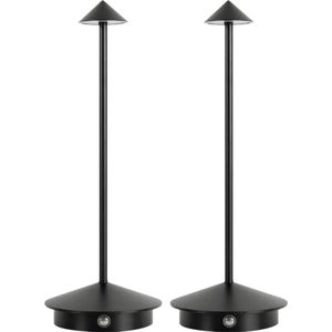 2 Stuks - Tafellamp – Oplaadbaar - Zwart – Dimbaar – 29CM – Aluminium – Bureaulamp – Tafellamp Slaapkamer