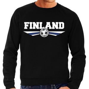 Finland landen / voetbal sweater met wapen in de kleuren van de Finse vlag - zwart - heren - Finland landen trui / kleding - EK / WK / voetbal sweater XL