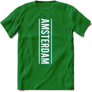 Amsterdam T-Shirt | Souvenirs Holland Kleding | Dames / Heren / Unisex Koningsdag shirt | Grappig Nederland Fiets Land Cadeau | - Donker Groen - L