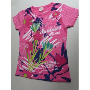 Dirkje - T shirt korte mouw - Meisje - Groen - Bloem - Summer time - 5 jaar 110