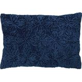 Dutch Decor AMAR - Sierkussen 40x60 cm - 100% katoen - bloemen design - Insignia Blue - donkerblauw - Inclusief binnenkussen