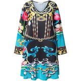 MIAMODA MIAMODA - Dames - Tuniek A-lijn geplooid met all-over print - Zwart - Maat 42