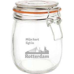 Gegraveerde Weckpot 0.75 ltr. Rotterdam