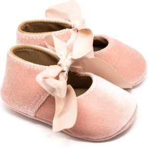 Siya Baby - Velvet ballerina's - meisjes - roze - strik - maat 18