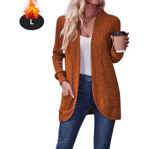 Bovista Vest Dames - Sweater - Sweaters - Hoodie - Warme Trui - Lang - Lichtbruin - S