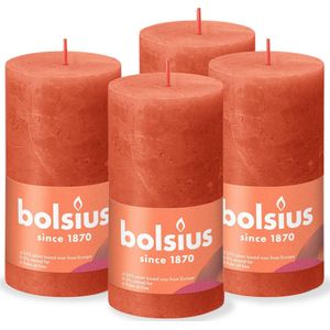 Bolsius - Rustieke Kaars - 4 Stuks - Oranje - 13cm
