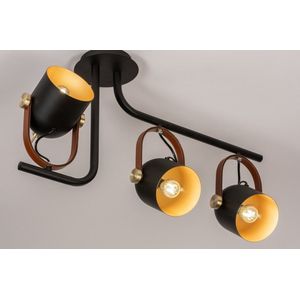 Lumidora Plafondlamp 74154 - Plafonniere - LOGAN - 3 Lichts - E14 - Zwart - Goud - Metaal