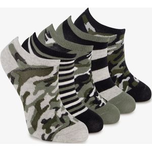 5 paar kinder sneakersokken groen zwart - Maat 31/34