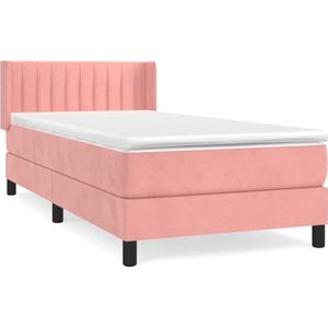 vidaXL-Boxspring-met-matras-fluweel-roze-90x200-cm