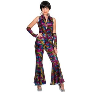 Disco Jumpsuit Regenboog Glitter Dames Kelly - Maat 44-46 (XL)