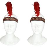 Set van 2x stuks indianen verkleed veren hoofdband voor volwassenen - Met klittenband