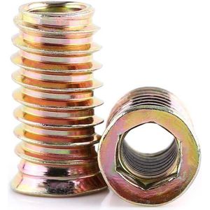 20 stuks Carbon Staal Hex Socket Inzetstuk Noten met Schroefdraad voor Houten Meubels (M8*25mm)