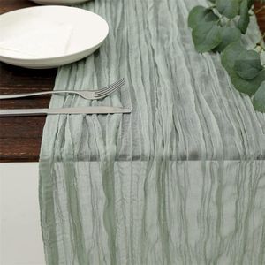 90x300cm Chiffon Table Runner - Pleated Tablecloth - Bohemian Country Style Table Decoration - Burlap Tablecloth - Home Decoration - Suitable for Festivals, Parties
