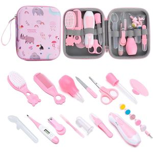 20-delige Babyverzorgingsset – Safari Dieren – Roze - Manicureset - Elektrische baby nageltrimmer - Nagelverzorging, Neusaspirator, Medicijnspuit, Thermometer & Siliconen Borstels
