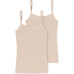 SCHIESSER Modal Essentials singlet (2-pack) - dames spaghettitops zandkleurig - Maat: 44