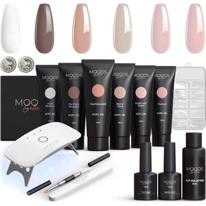 Moods Gellac - Luxe Polygel Set - Polygel Nagels Starterspakket - Inclusief UV LED lamp - 6 Kleuren - The Nude
