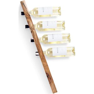 Tu Las™ Massief houten wijnrek voor aan de muur - 77 x 9 x 4 cm - Zwevende wijnflessen houder - Walnoot hout