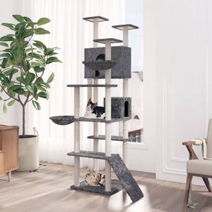 The Living Store Kattenboom - 104 x 78 x 191 cm - donkergrijs - meerdere niveaus - huisjes - mandjes en platforms