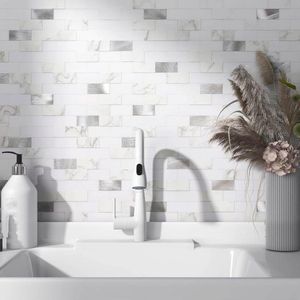 Tegelstickers - Imitatie 3D Marmer - Waterdicht - 5 Stuks - Wit