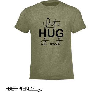 Be Friends T-Shirt - Let's hug it out - Heren - Kaki - Maat S