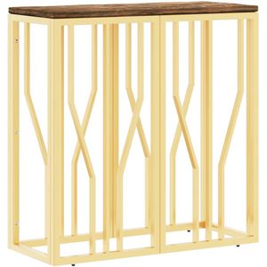 vidaXL Wandtafel - Wandtafels - Banktafel - Haltafel - Wandtafel roestvrij staal en massief gerecycled hout goudkleur