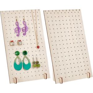 Gaten Sieradenstandaard Oorbellen Display Hout - Organizer Oorbelstandaard 251x15cm - 2 Sets