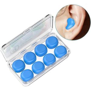 Slaapdopjes van siliconen, herbruikbare inbare, geluiddempende oordopjes, geschikt voor op de vorm van de schietbaan, bij het zwemmen, snurken, in het vliegtuig, op reis, op het werk in tijdens het studeren (verpakking van 8, blauw).