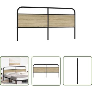 The Living Store Hoofdbord 180 cm staal en bewerkt hout sonoma eikenkleurig - Hoofd Bord - Hoofdbord - Bed Frame - Slaap Kamer - Bedroom Furniture