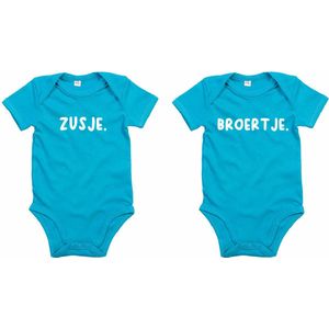 Rompertjes - Zusje & Broertje-Surf Blue-6-12 Maanden
