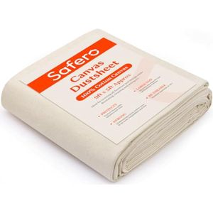 Zware canvas stofvellen voor decoratie en schilderprojecten - 2,74 m x 1,50 m, herbruikbaar, wasbaar, ideaal voor vloerbescherming en doe-het-zelven