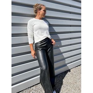 Only ONLMADISON HW WIDE FX LEATH PANT - Blac Black