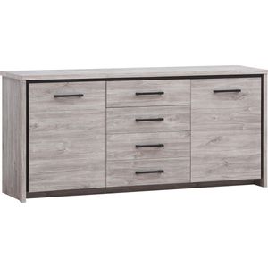 Belfurn - Elias buffet-dressoir in grijze eik met zwarte sierstrip