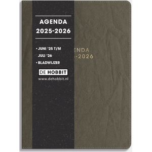 Hobbit - Pocket Agenda 2025-2026 - 1 week op 2 pagina's - Flexibele Kaft - Agenda A6 (14,2 x 10,5 cm) - Washed Kraft Donkergroen