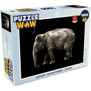 Puzzel Olifant - Wilde dieren - Zwart - Legpuzzel - Puzzel 1000 stukjes volwassenen