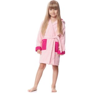 Ladeheid Kinderen Badjas met Capuchon - Wasmachine bestendig - Katoen - Badstof - LA-LA40-103-DG - Hellrosa/Fuchsia (P15/M12) - 110-116
