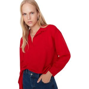 Trendyol Bruin Normale/Normale Pasvorm Basic Polohals Normaal Dun Gebreid Sweatshirt Twoaw23Sw00003