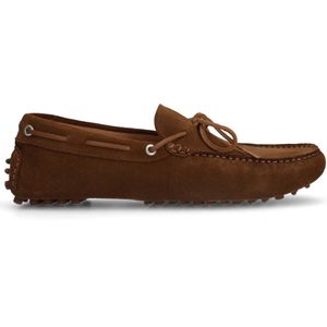 Manfield - Heren - Cognac suède loafers - Maat 44