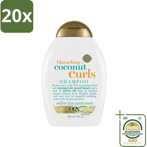 20 x OGX - Coconut Curls - Shampoo - Krulverzorging - Hydraterend - 385 ml - Grootverpakking - Krulverzorging - Kokosolie Shampoo - Krullen Hydrateren - Pluiscontrole - Gezonde Krullen