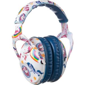 PROTEAR SNR 28 dB gehoorbescherming voor kinderen – hoofdtelefoon met ruisonderdrukking voor kinderen, ideaal voor kinderen onder vuurwerk, sportevenementen en lawaaierige omgevingen (blauw, unicorn)