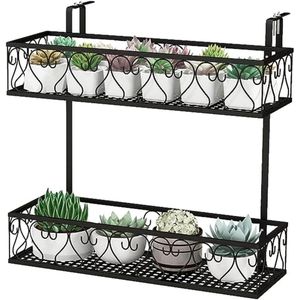 Drijvend plantenrek - Bloempotstandaard voor wandmontage van zwart metaal | Wandplantenplankhouder | Woondecoratie | Groendisplay voor woonkamer, balkon, thuiskantoor