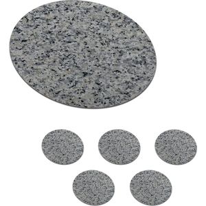 Onderzetters voor glazen - Rond - Zwart - Grijs - Graniet - Kristal - 10x10 cm - Glasonderzetters - 6 stuks