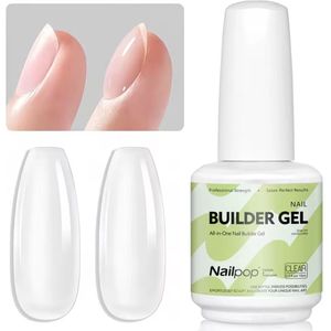 Nailpop7 in 1 UV/ LED buildergel in a bottle 15ml. - builder gel met kwast transparant- gelnagels- Nagelverlenging, Nagelversterking, Nagelopbouw-Builder Gel - BIAB Nagellak - Builder in a Bottle - BIAB Nagel Builder