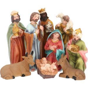Kerststal Figuren - Kerstgroep - Kerstbeeldjes voor Kerststal - Hoogte 10 cm - Set van 9 stuks