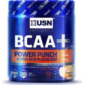 USN BCAA Power Punch 400 GR Mandarijn Smaak - Aminozuren - Spiergroei, Herstel - BCAA Poeder