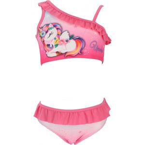 Unicorn / Eenhoorn - bikini - rainbow - roze - maat 122/128